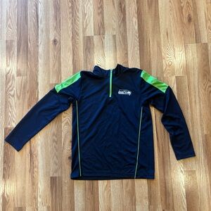 Seattle Seahawks Navy & Neon Green Quarter-Zip Pullover boys 14/16